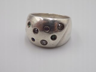 Srebrny, damski pierścionek, obrączka CYRKONIE roz. 15 srebro 925 biżuteria