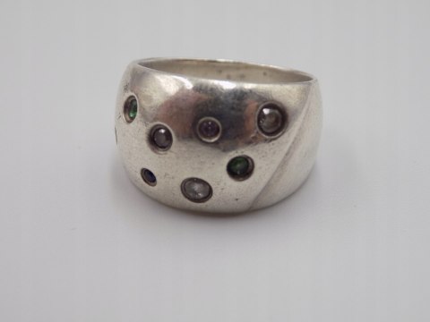 Srebrny, damski pierścionek, obrączka CYRKONIE roz. 15 srebro 925 biżuteria