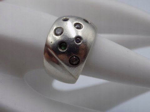 Srebrny, damski pierścionek, obrączka CYRKONIE roz. 15 srebro 925 biżuteria