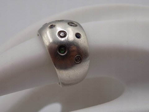 Srebrny, damski pierścionek, obrączka CYRKONIE roz. 15 srebro 925 biżuteria