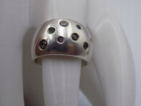 Srebrny, damski pierścionek, obrączka CYRKONIE roz. 15 srebro 925 biżuteria