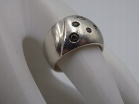 Srebrny, damski pierścionek, obrączka CYRKONIE roz. 15 srebro 925 biżuteria