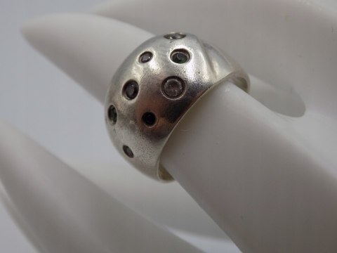 Srebrny, damski pierścionek, obrączka CYRKONIE roz. 15 srebro 925 biżuteria