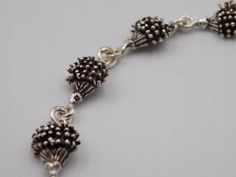 Stara piękna srebrna damska bransoletka JEŻE- srebro 925 VINTAGE biżuteria