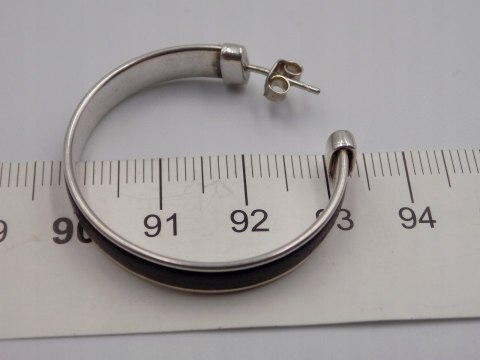 Stare, srebrne, damskie kolczyki KOŁA 30 mm. skóra srebro VINTAGE biżuteria
