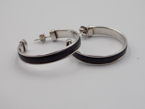 Stare, srebrne, damskie kolczyki KOŁA 30 mm. skóra srebro VINTAGE biżuteria