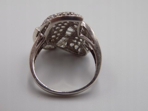 Stary damski srebrny pierścionek CYRKONIE roz. 14 srebro VINTAGE biżuteria