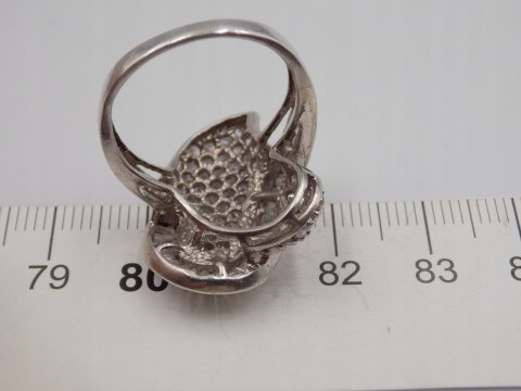 Stary damski srebrny pierścionek CYRKONIE roz. 14 srebro VINTAGE biżuteria