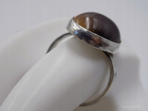 Stary damski srebrny pierścionek TYGRYSIE OKO roz. 21 srebro VINTAGE