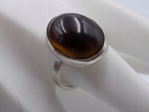 Stary damski srebrny pierścionek TYGRYSIE OKO roz. 21 srebro VINTAGE