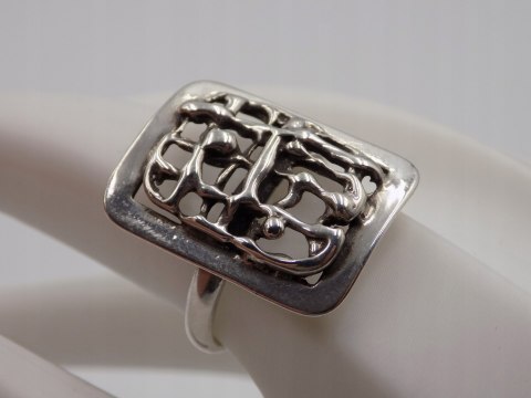 Stary, piękny, ażurowy srebrny pierścionek roz. 22 srebro VINTAGE biżuteria