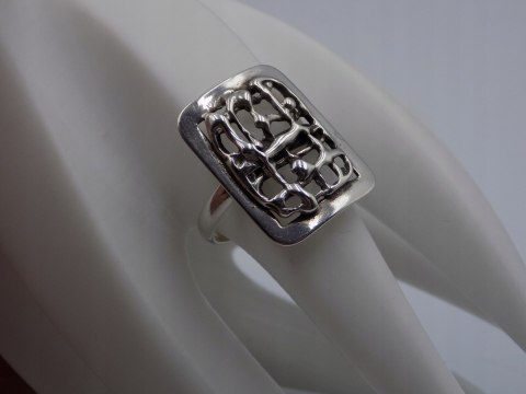 Stary, piękny, ażurowy srebrny pierścionek roz. 22 srebro VINTAGE biżuteria