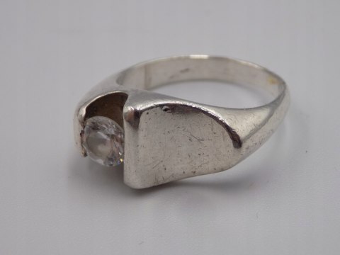 Stary piękny srebrny pierścionek CYRKONIA roz. 12 srebro VINTAGE biżuteria