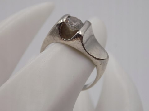 Stary piękny srebrny pierścionek CYRKONIA roz. 12 srebro VINTAGE biżuteria