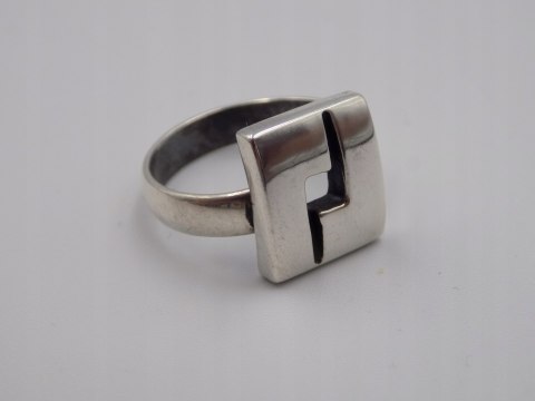 Stary, piękny, srebrny pierścionek KWADRAT roz. 15 srebro VINTAGE biżuteria