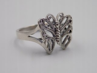 Stary, piękny, srebrny, pierścionek MOTYL roz. 18 srebro VINTAGE biżuteria