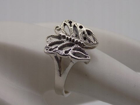 Stary, piękny, srebrny, pierścionek MOTYL roz. 18 srebro VINTAGE biżuteria