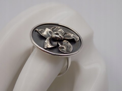 Stary, srebrny, damski pierścionek KWIATEK - roz. 15 srebro 925 VINTAGE