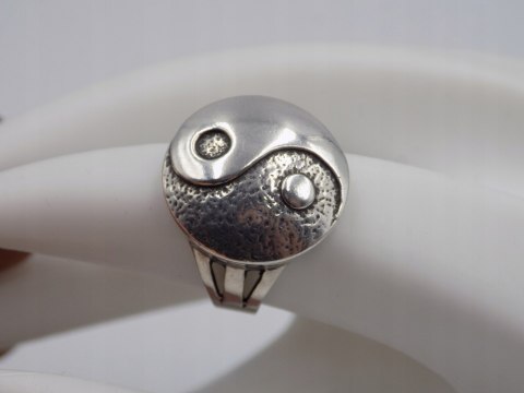Stary, srebrny, damski pierścionek Yin Yang - roz. 10 srebro 925 VINTAGE