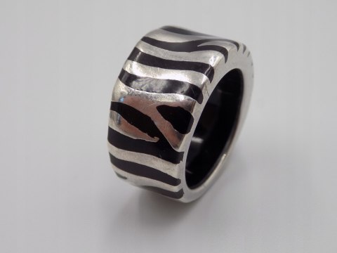 Stary, srebrny, damski pierścionek/obrączka AKRYL roz. 16/17 srebro VINTAGE