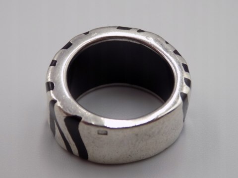 Stary, srebrny, damski pierścionek/obrączka AKRYL roz. 16/17 srebro VINTAGE