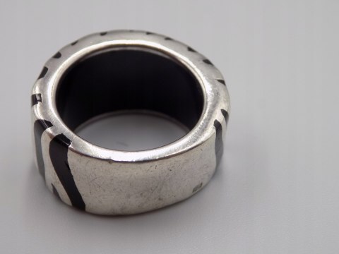 Stary, srebrny, damski pierścionek/obrączka AKRYL roz. 16/17 srebro VINTAGE