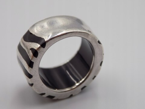 Stary, srebrny, damski pierścionek/obrączka AKRYL roz. 16/17 srebro VINTAGE