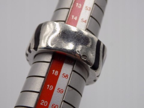 Stary, srebrny, damski pierścionek/obrączka AKRYL roz. 16/17 srebro VINTAGE