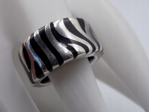 Stary, srebrny, damski pierścionek/obrączka AKRYL roz. 16/17 srebro VINTAGE