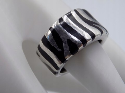 Stary, srebrny, damski pierścionek/obrączka AKRYL roz. 16/17 srebro VINTAGE