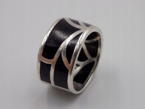 Stary, srebrny, damski pierścionek/obrączka AKRYL roz. 16/17 srebro VINTAGE