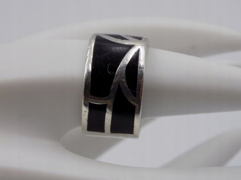 Stary, srebrny, damski pierścionek/obrączka AKRYL roz. 16/17 srebro VINTAGE