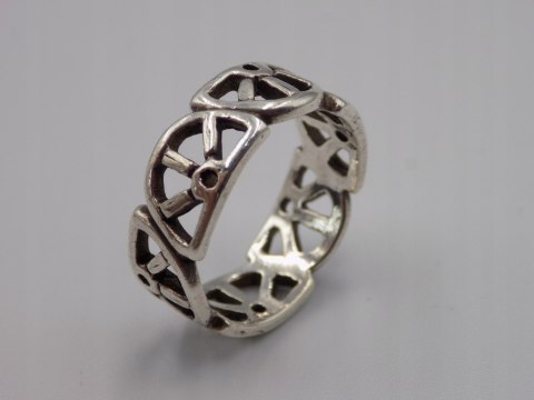Stary srebrny piękny ażurowy pierścionek / obrączka roz. 17 srebro VINTAGE
