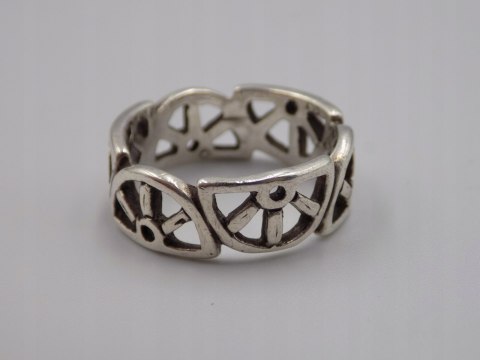Stary srebrny piękny ażurowy pierścionek / obrączka roz. 17 srebro VINTAGE