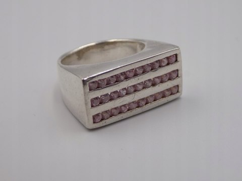 Stary, srebrny,pierścionek CYRKONIE roz. 15/16 srebro 925 VINTAGE biżuteria