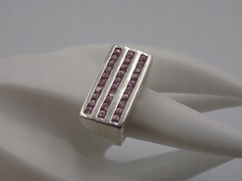 Stary, srebrny,pierścionek CYRKONIE roz. 15/16 srebro 925 VINTAGE biżuteria