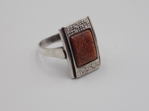 Stary, srebrny, pierścionek PIASEK PUSTYNI roz. 14 srebro VINTAGE biżuteria