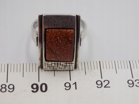 Stary, srebrny, pierścionek PIASEK PUSTYNI roz. 14 srebro VINTAGE biżuteria