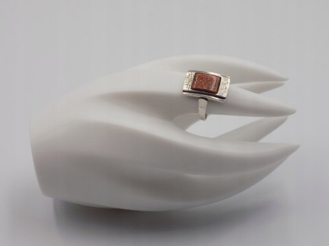 Stary, srebrny, pierścionek PIASEK PUSTYNI roz. 14 srebro VINTAGE biżuteria