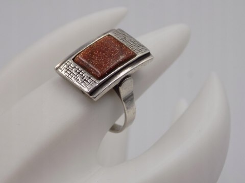 Stary, srebrny, pierścionek PIASEK PUSTYNI roz. 14 srebro VINTAGE biżuteria