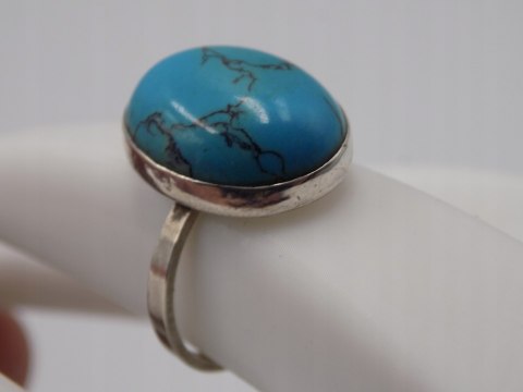 Stary, srebrny, pierścionek TURKUS roz. 16 srebro 925 VINTAGE biżuteria