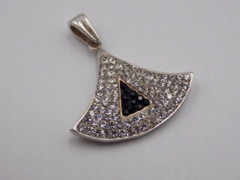 Stary, srebrny, wisiorek / zawieszka CYRKONIE srebro 925 VINTAGE biżuteria