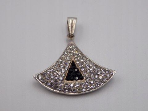 Stary, srebrny, wisiorek / zawieszka CYRKONIE srebro 925 VINTAGE biżuteria