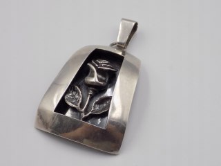 Stary, srebrny, wisiorek / zawieszka RÓŻA srebro 925 VINTAGE biżuteria