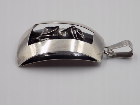 Stary, srebrny, wisiorek / zawieszka RÓŻA srebro 925 VINTAGE biżuteria