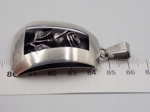 Stary, srebrny, wisiorek / zawieszka RÓŻA srebro 925 VINTAGE biżuteria