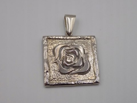 Stary, srebrny, wisiorek / zawieszka RÓŻA srebro 925 VINTAGE biżuteria