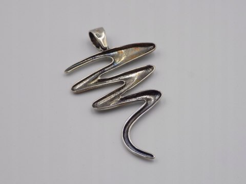 Stary, srebrny, wisiorek / zawieszka ZYGZAK - srebro 925 VINTAGE biżuteria