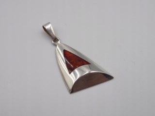 Stary, srebrny wisiorek/zawieszka BURSZTYN srebro 925 VINTAGE biżuteria