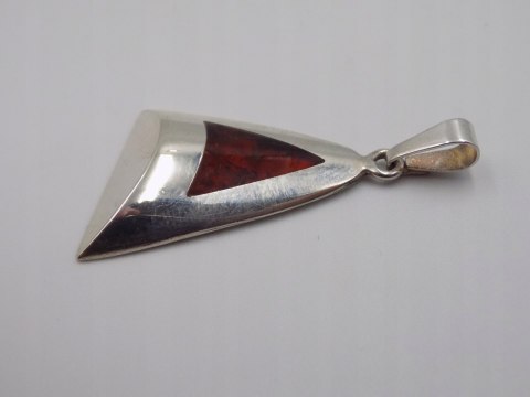 Stary, srebrny wisiorek/zawieszka BURSZTYN srebro 925 VINTAGE biżuteria